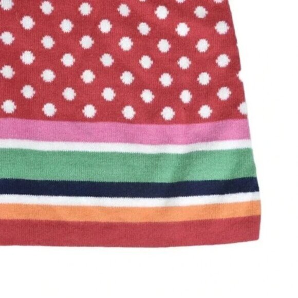 Gymboree Sweater Dress Short Sleeve Polka Dot Floral Stripes Red White 12-18M - Picture 2 of 5